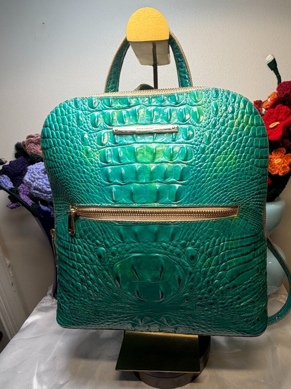 Brahmin Teal Felicity Backpack from the signature Melbourne collection EUC